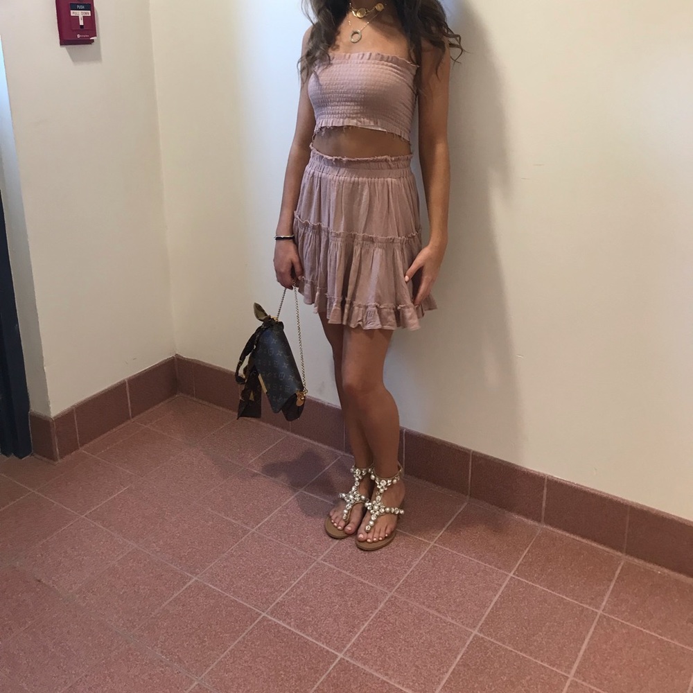 Mauve pink color 2 peice skirt outfit